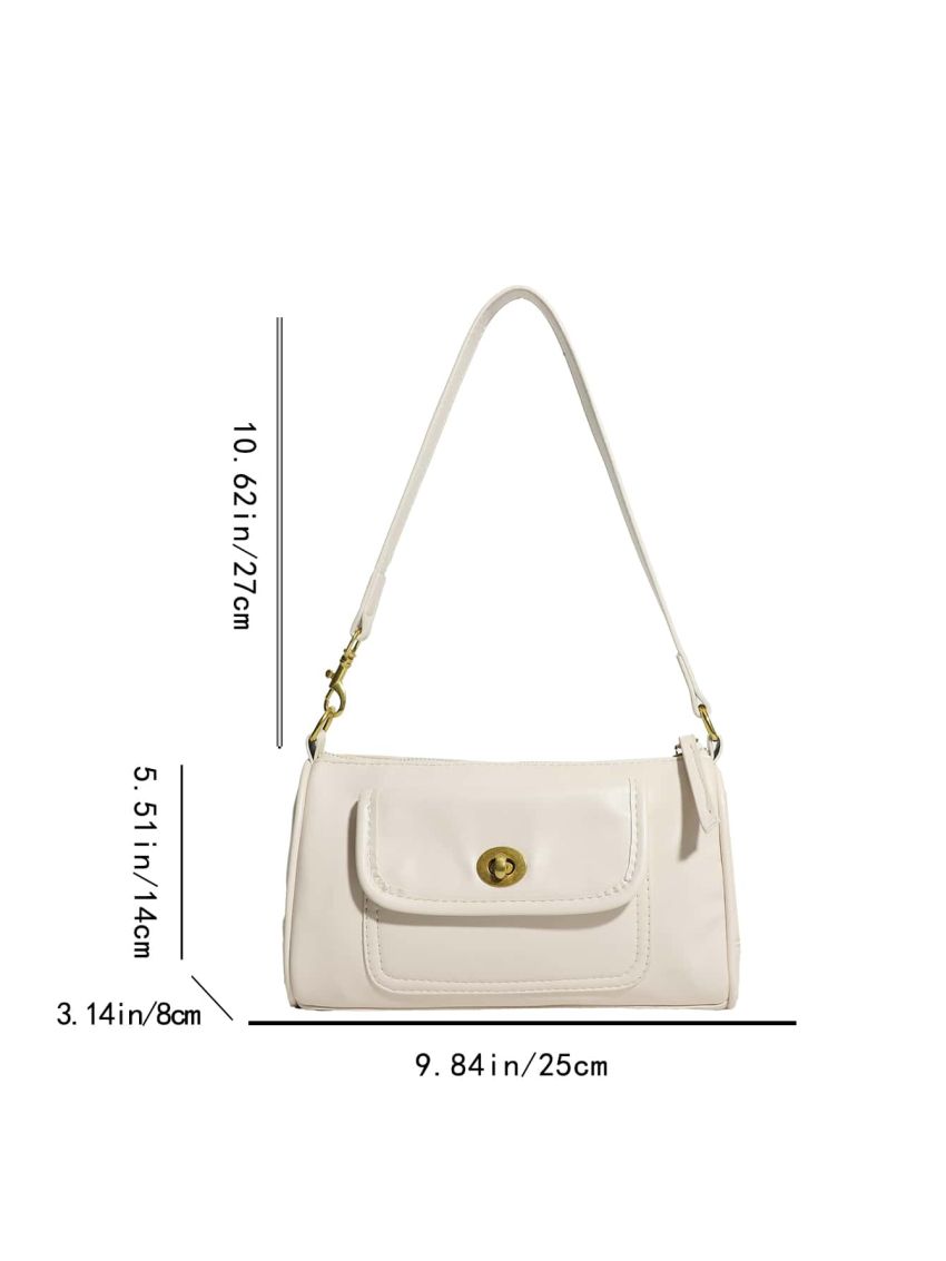 Medium Square Bag Turn Lock Pocket Front Minimalist