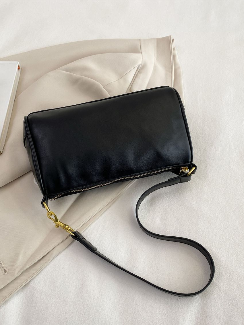 Litchi Embossed Square Bag Twist Lock For Daily Life PU