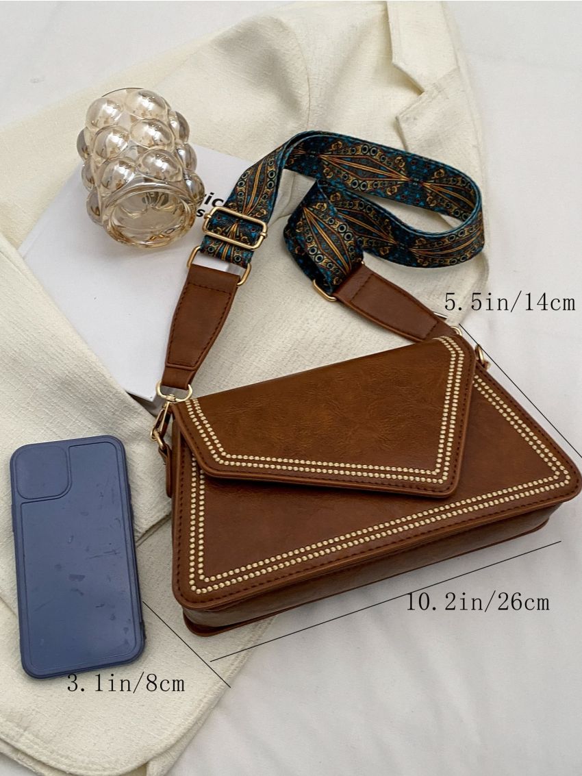 Vintage Square Bag Flap Embroidered Detail