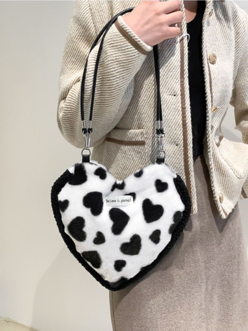 Letter Patch Heart Graphic Novelty Bag Double Handle