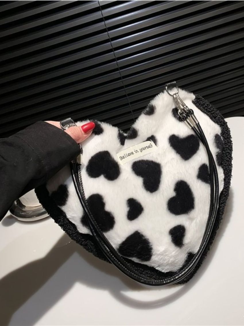 Letter Patch Heart Graphic Novelty Bag Double Handle