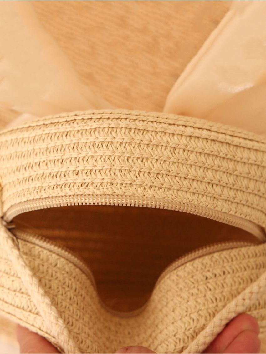 Mini Straw Bag Bow & Pearl Decor