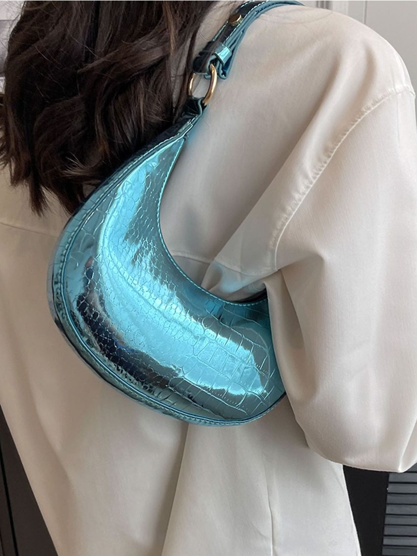 Croc Embossed Baguette Bag