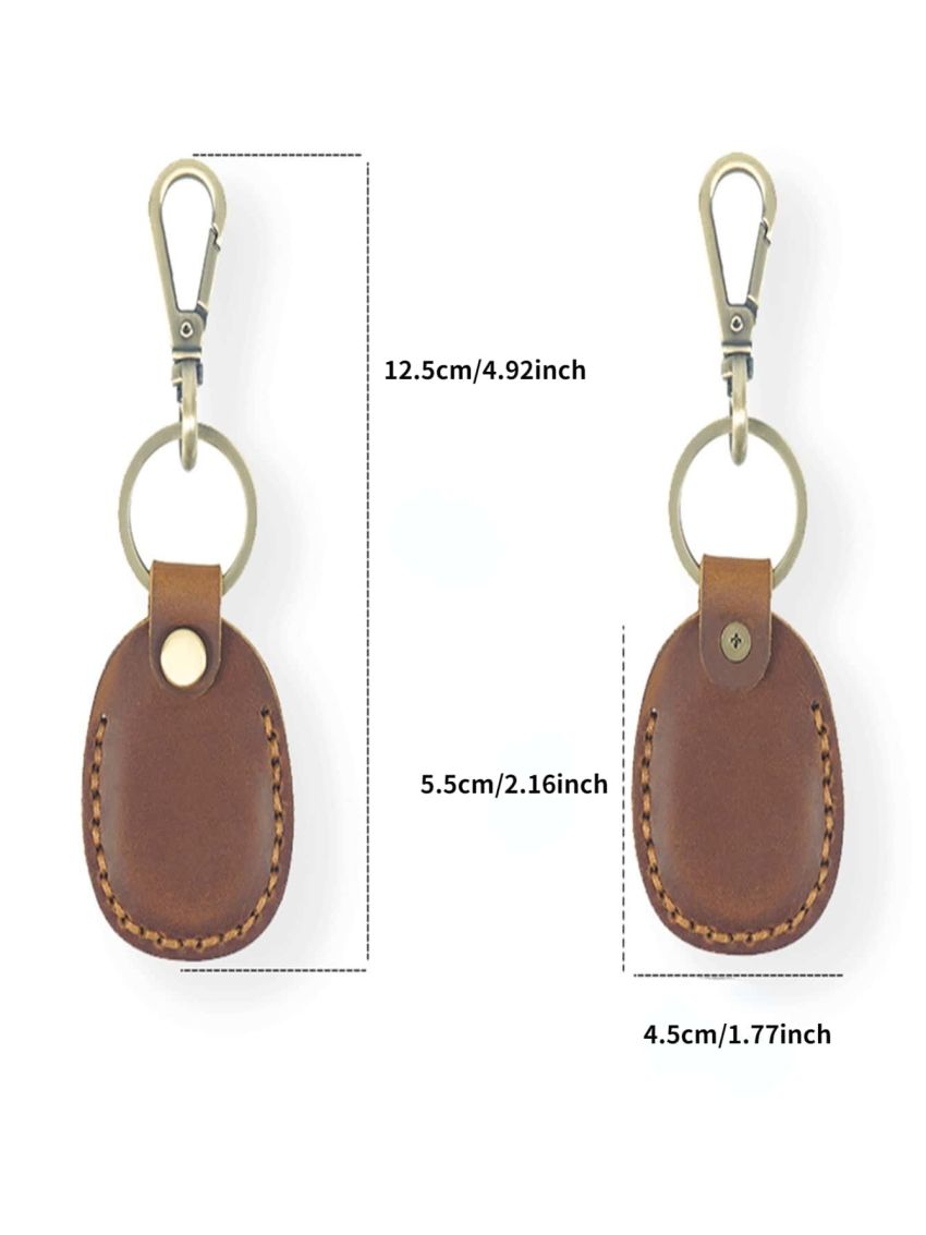 Genuine Leather 1pc Round Water Drop Access Card Protective Case Fashion Keyring Card Bag Vintage