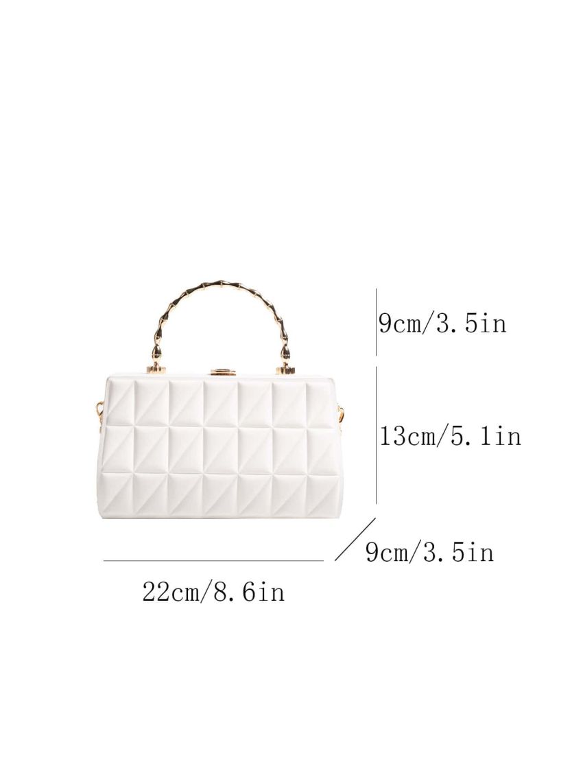 Small Box Bag White Quilted Chain Strap For Party