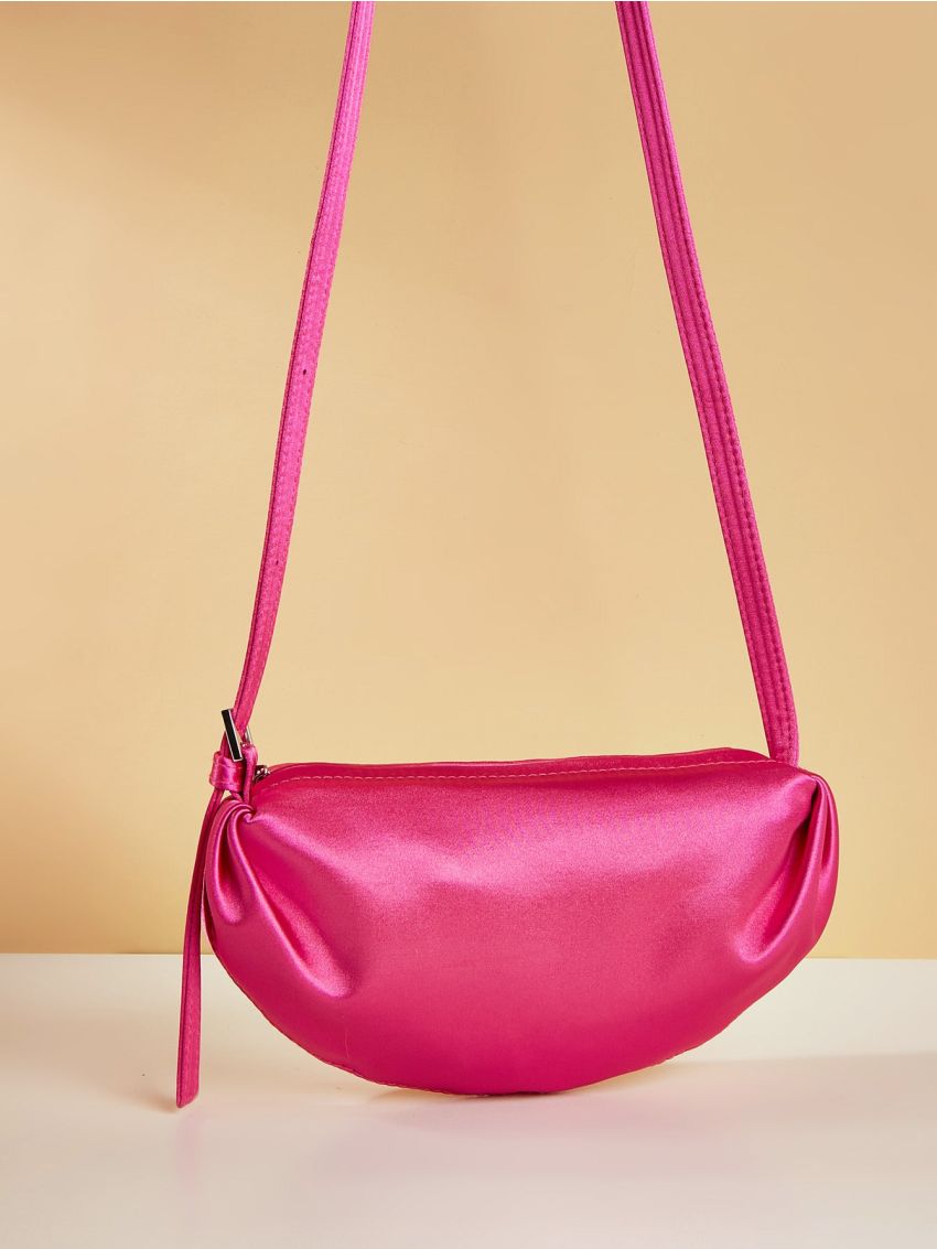 Satin Design Hot Pink Evening Bag for Party