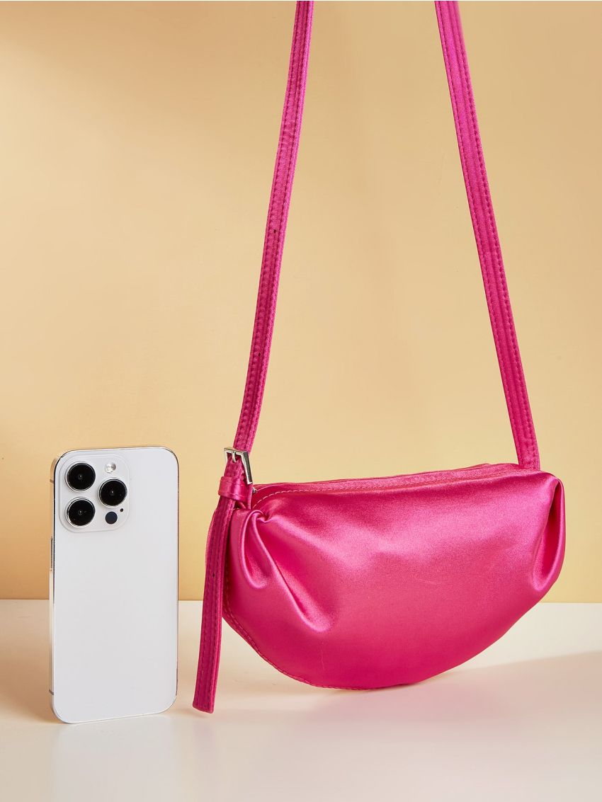 Satin Design Hot Pink Evening Bag for Party