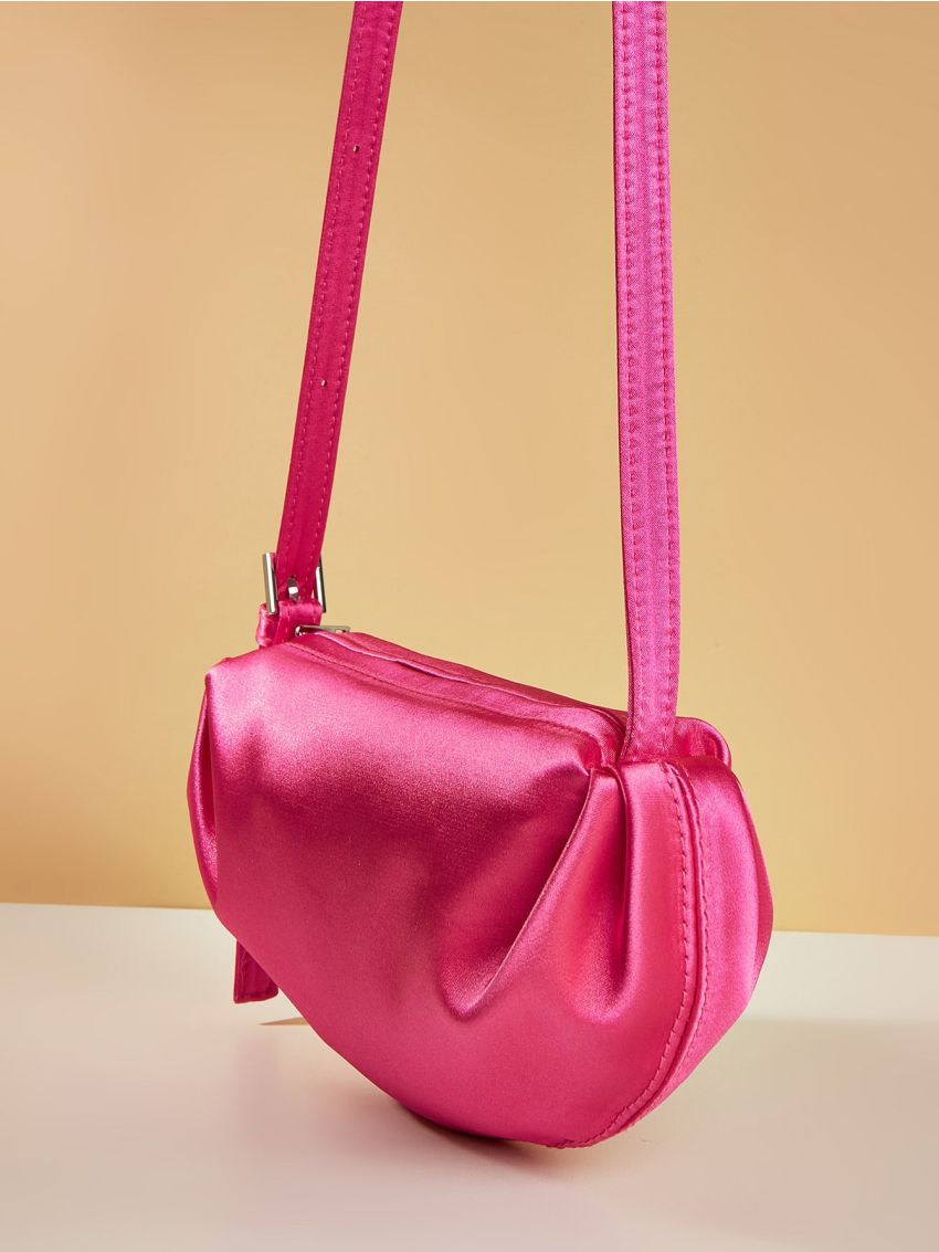 Satin Design Hot Pink Evening Bag for Party
