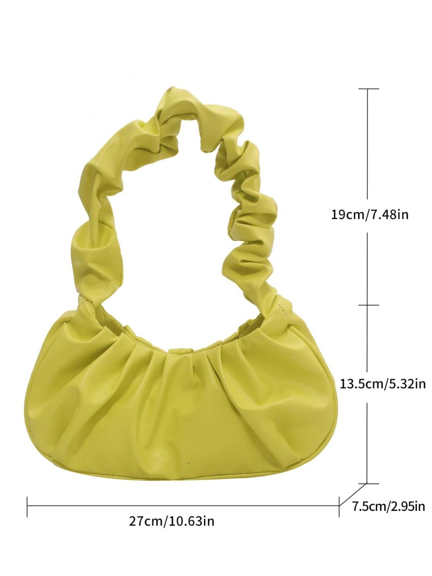 New Fashion Simple College Style Yellow Pleated Handle One Shoulder Bag Cloud Bag Female Bag