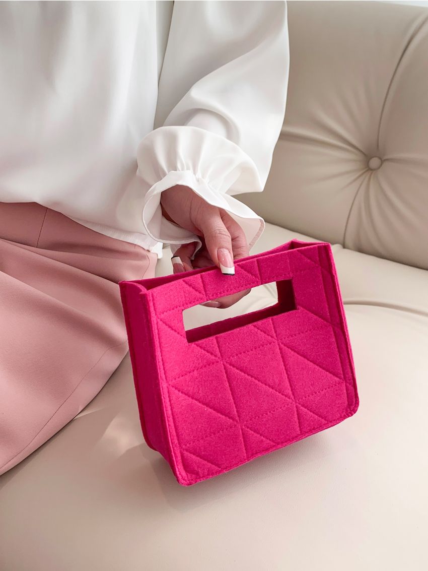 Stitch Detail Handbag Insert Felt Neon Pink