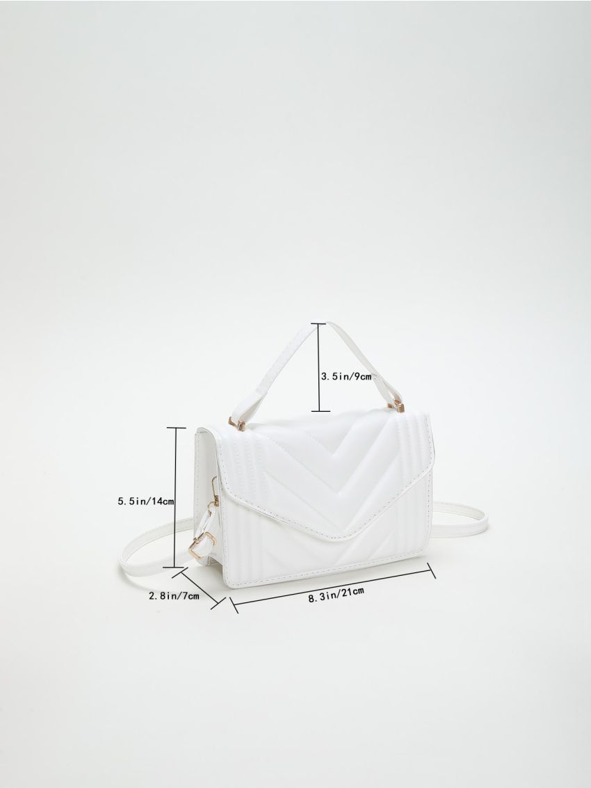 Chevron Square Bag Flap Small Mini White