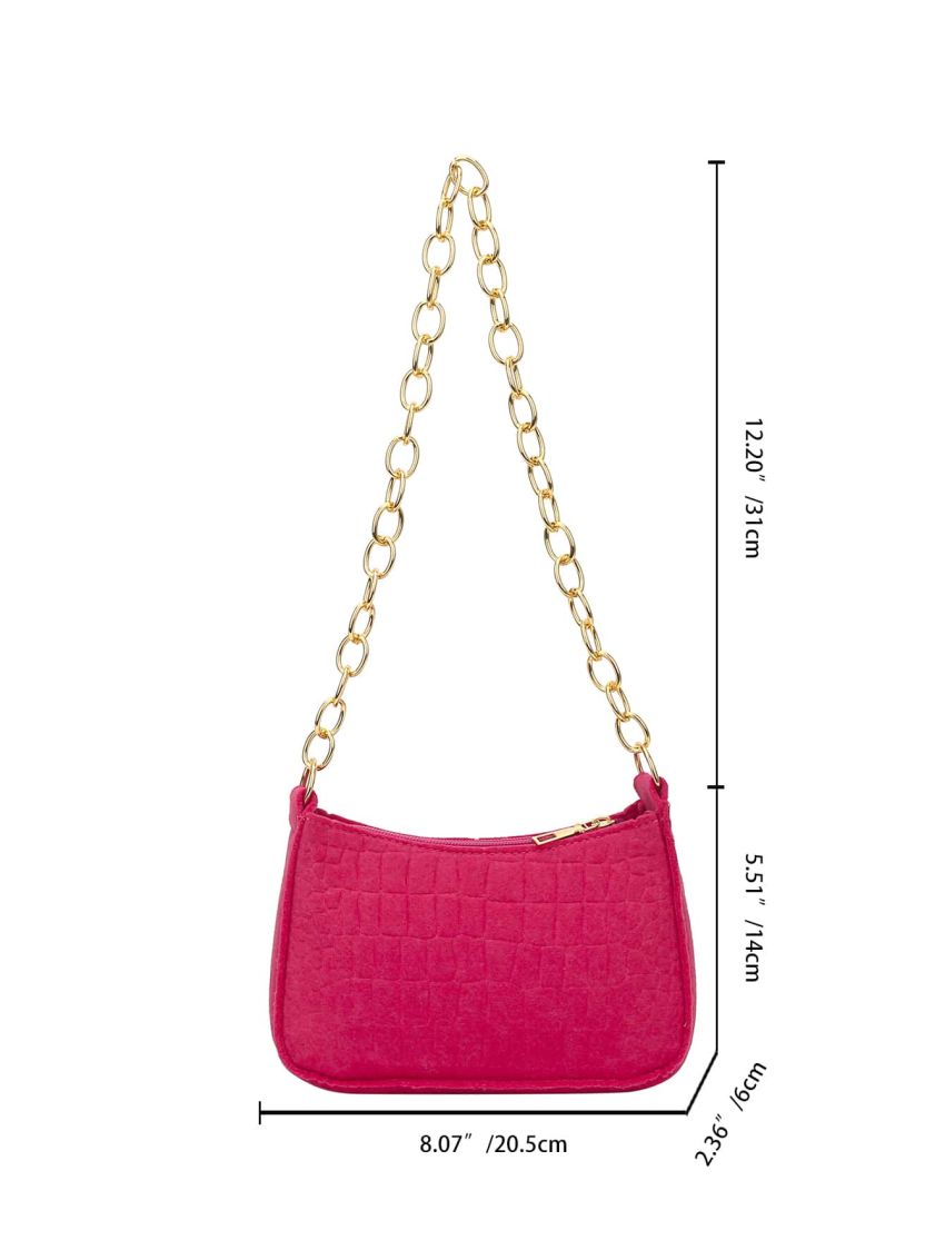 Neon Pink Hobo Bag Crocodile Embossed Funky Style