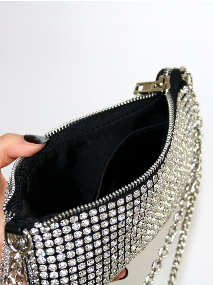 Rhinestone & Fringe Decor Square Bag Mini For Party Wedding Prom