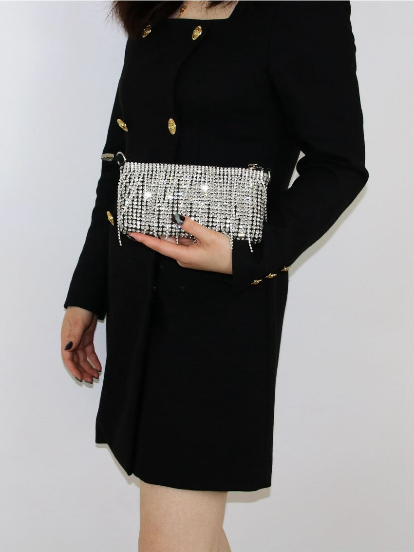 Rhinestone & Fringe Decor Square Bag Mini For Party Wedding Prom