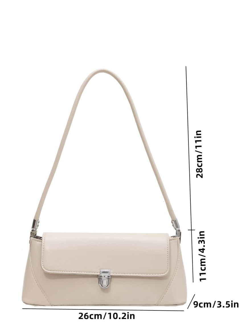 Snap Button Baguette Bag Elegant Flap For Office Work
