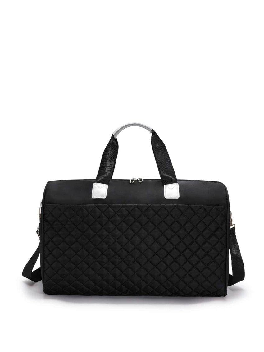 Quilted Pattern Travel Bag Double Handle For Weekend Travel, Large Capacity Weekender Overnight Bag