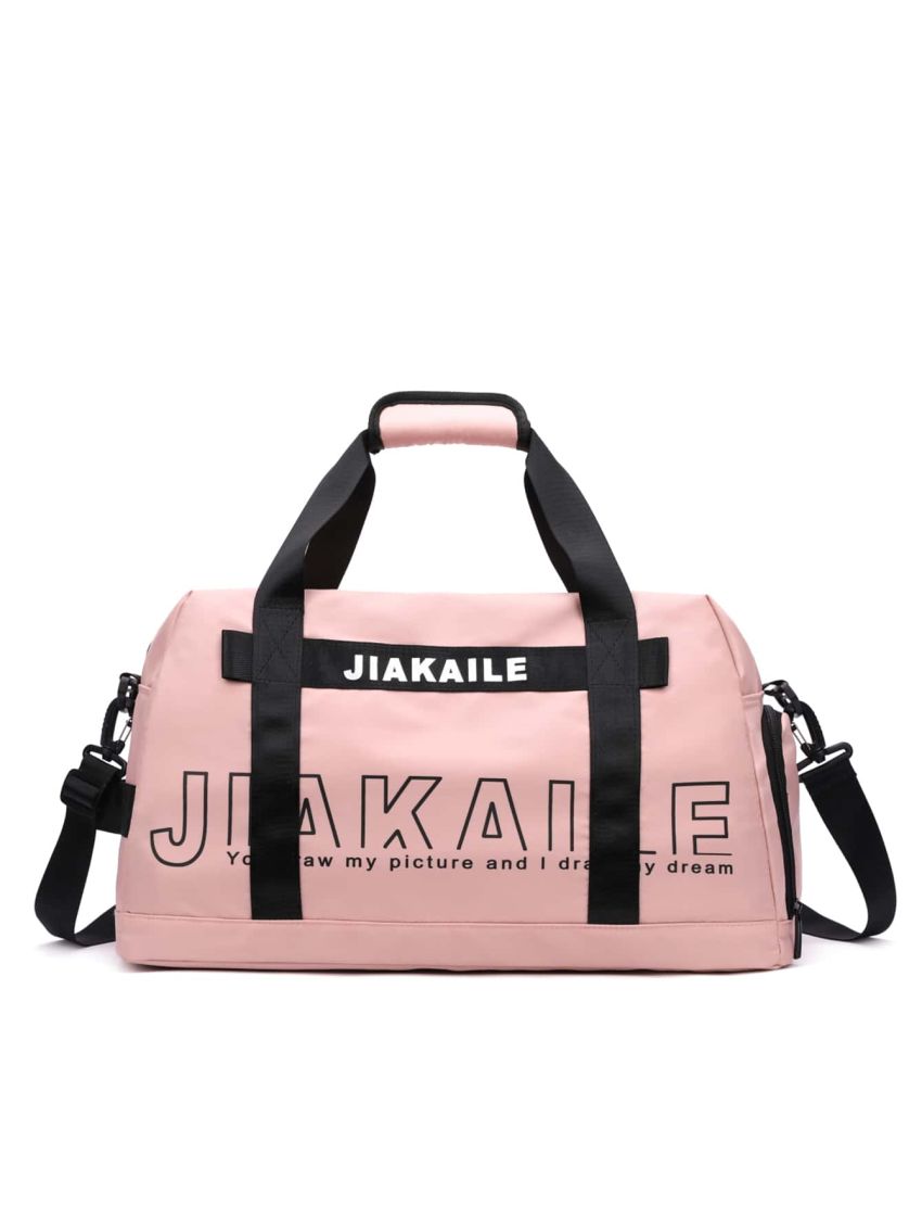 Letter Graphic Travel Bag Double Handle For Weekend Travel