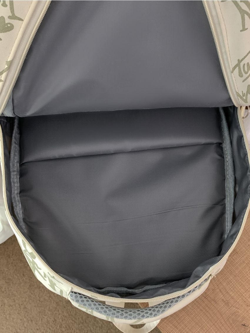 Letter Graphic Classic Backpack Release Buckle Bag Charm Decor For School