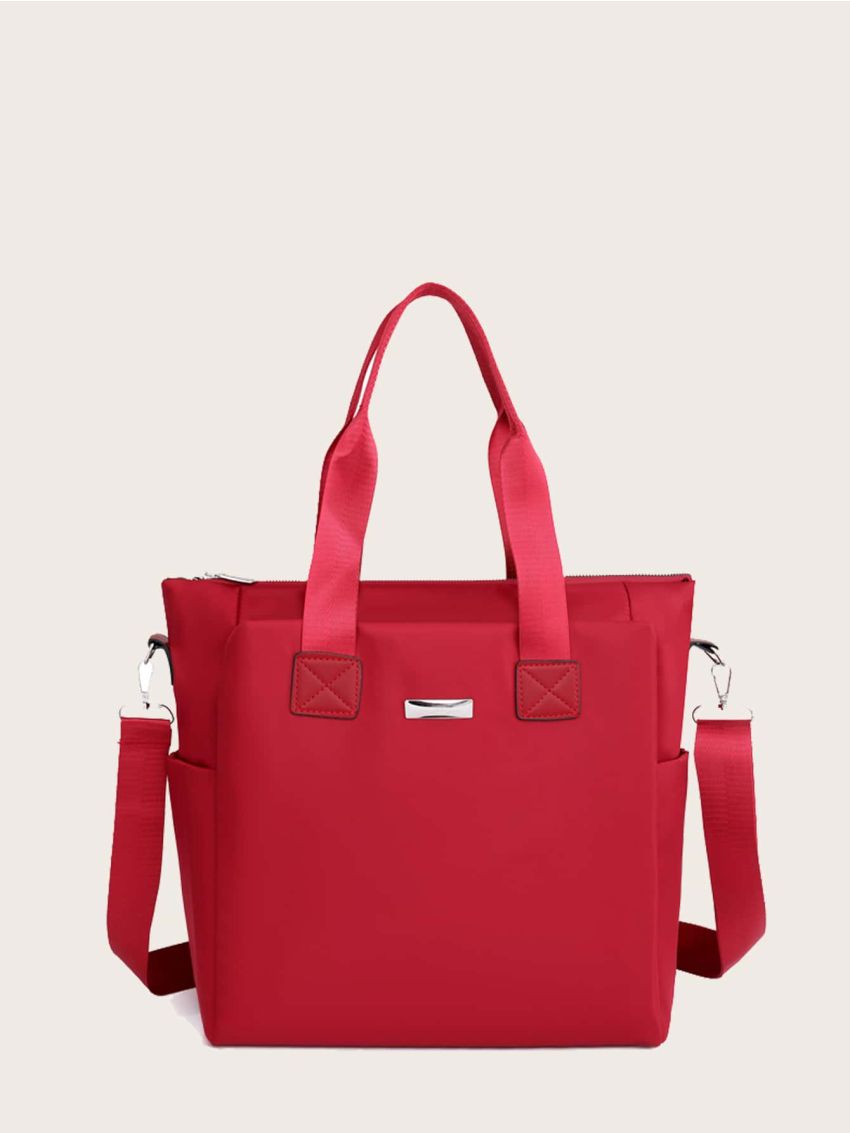 Patch Decor Shopper Bag Portable For Shopping Outing