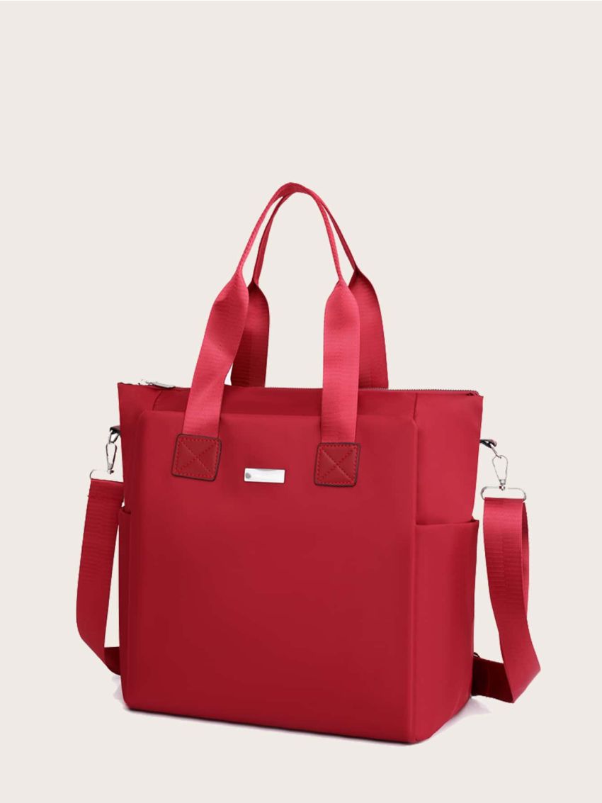 Patch Decor Shopper Bag Portable For Shopping Outing