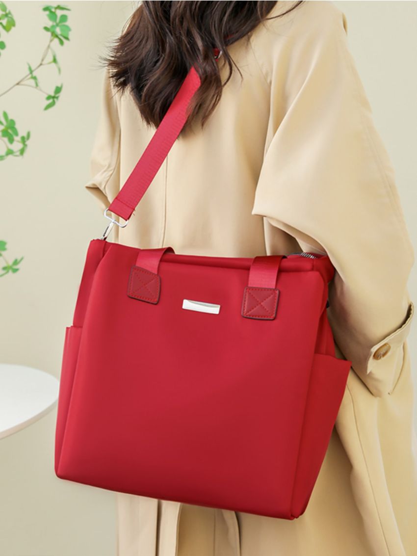 Patch Decor Shopper Bag Portable For Shopping Outing