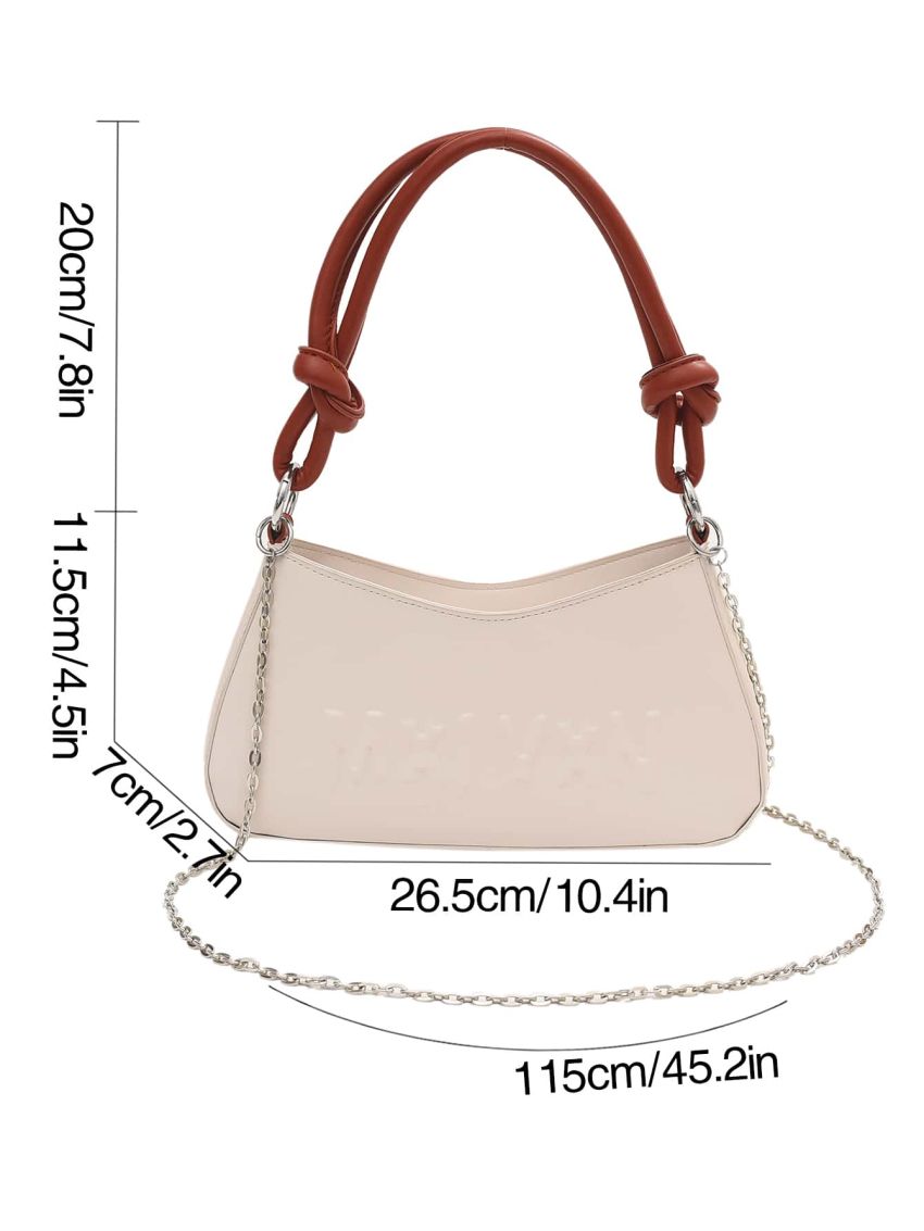 Letter Embossed Baguette Bag PU