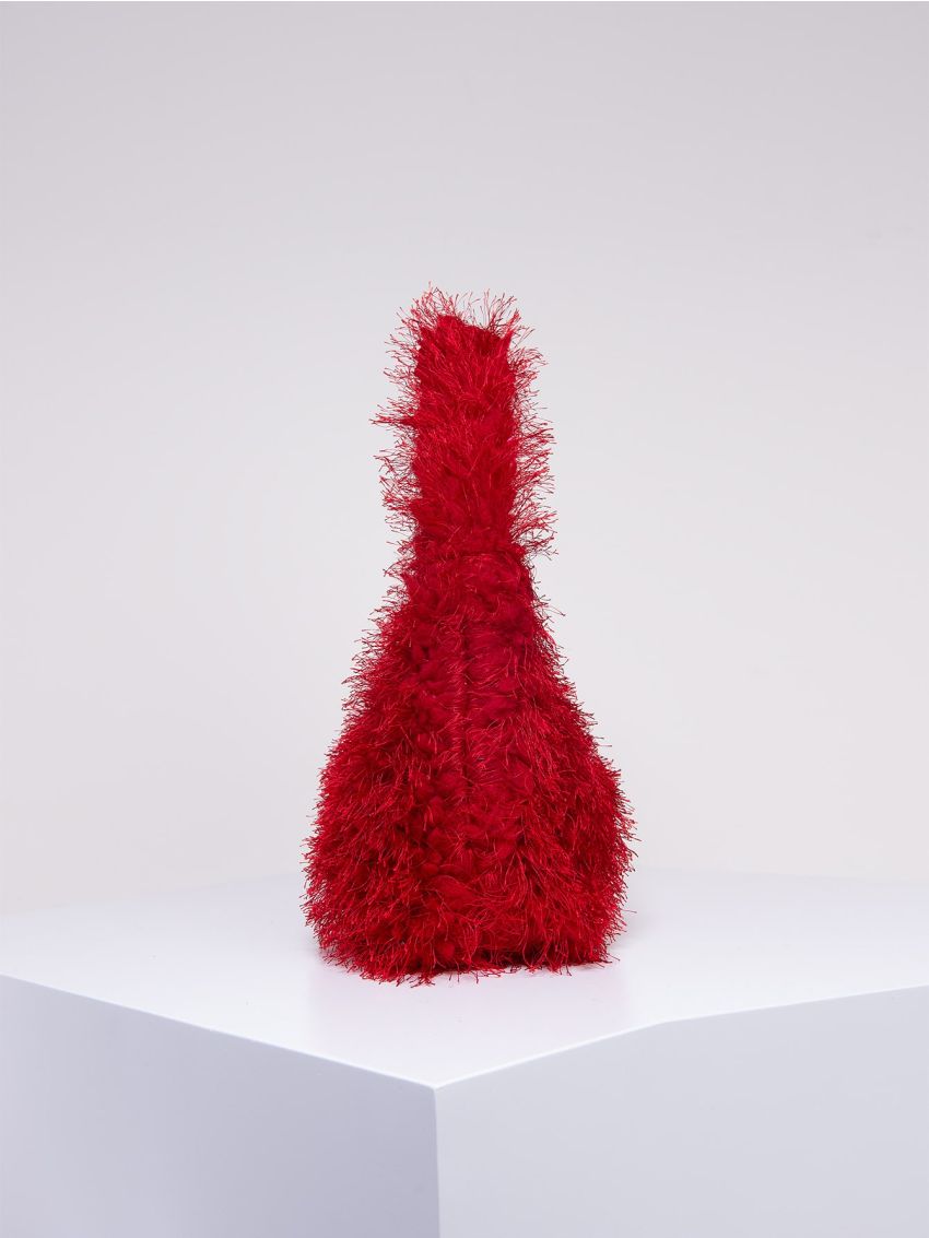 Red Fluffy Hobo Bag for Women