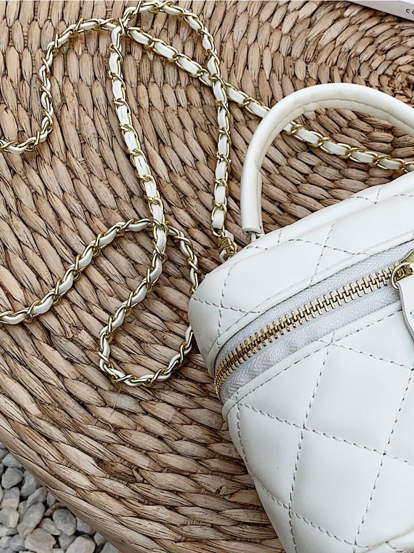 Quilted Bucket Bag Mini Zipper Black