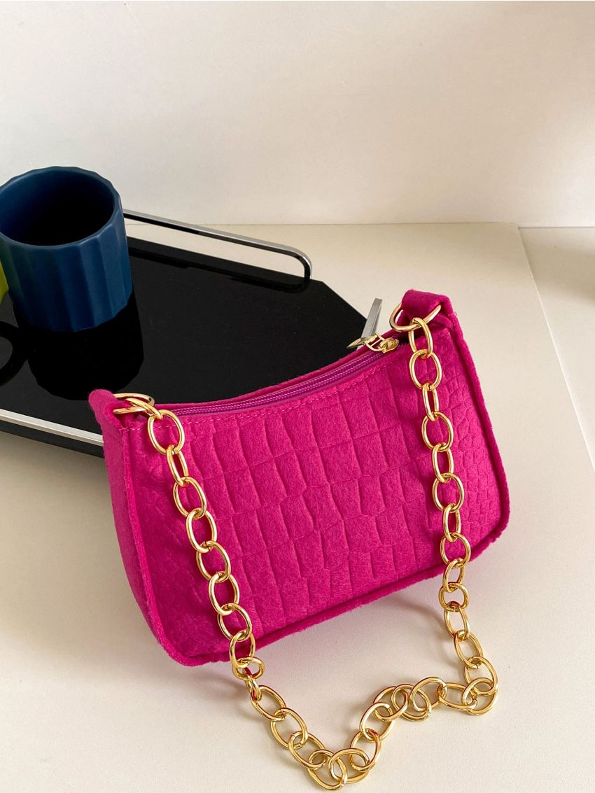 Crocodile Embossed Hobo Bag Felt Bag for Daily