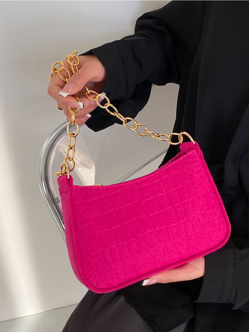 Crocodile Embossed Hobo Bag Felt Bag for Daily