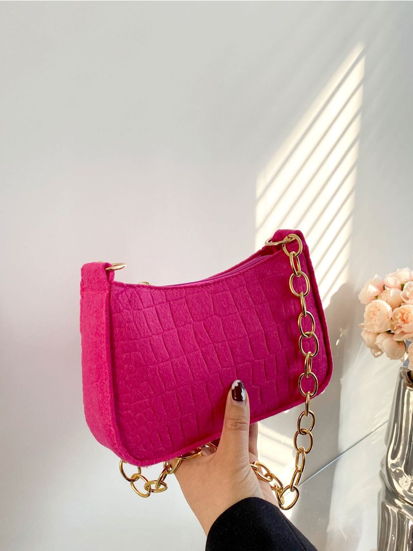 Crocodile Embossed Hobo Bag Felt Bag for Daily