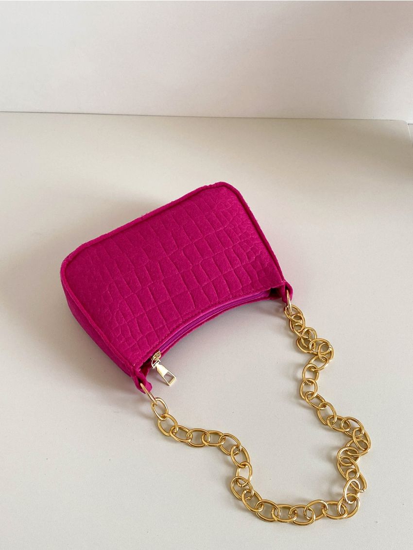 Crocodile Embossed Hobo Bag Felt Bag for Daily