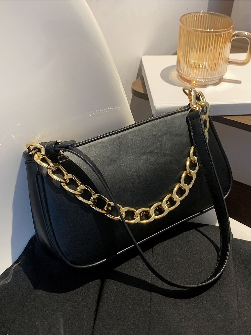 Letter Print Square Bag Chain Decor