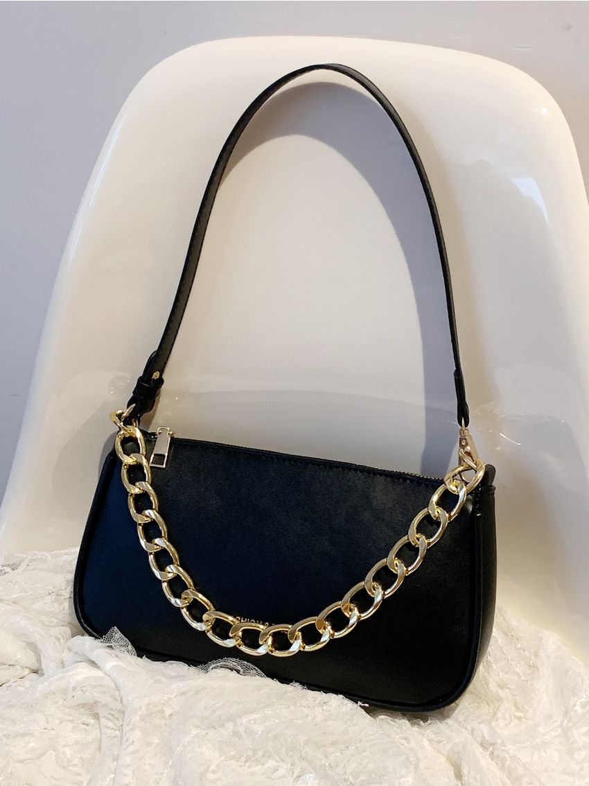 Letter Print Square Bag Chain Decor