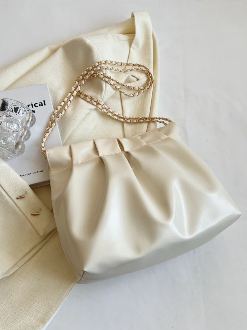 Minimalist Ruched Bag Medium Beige
