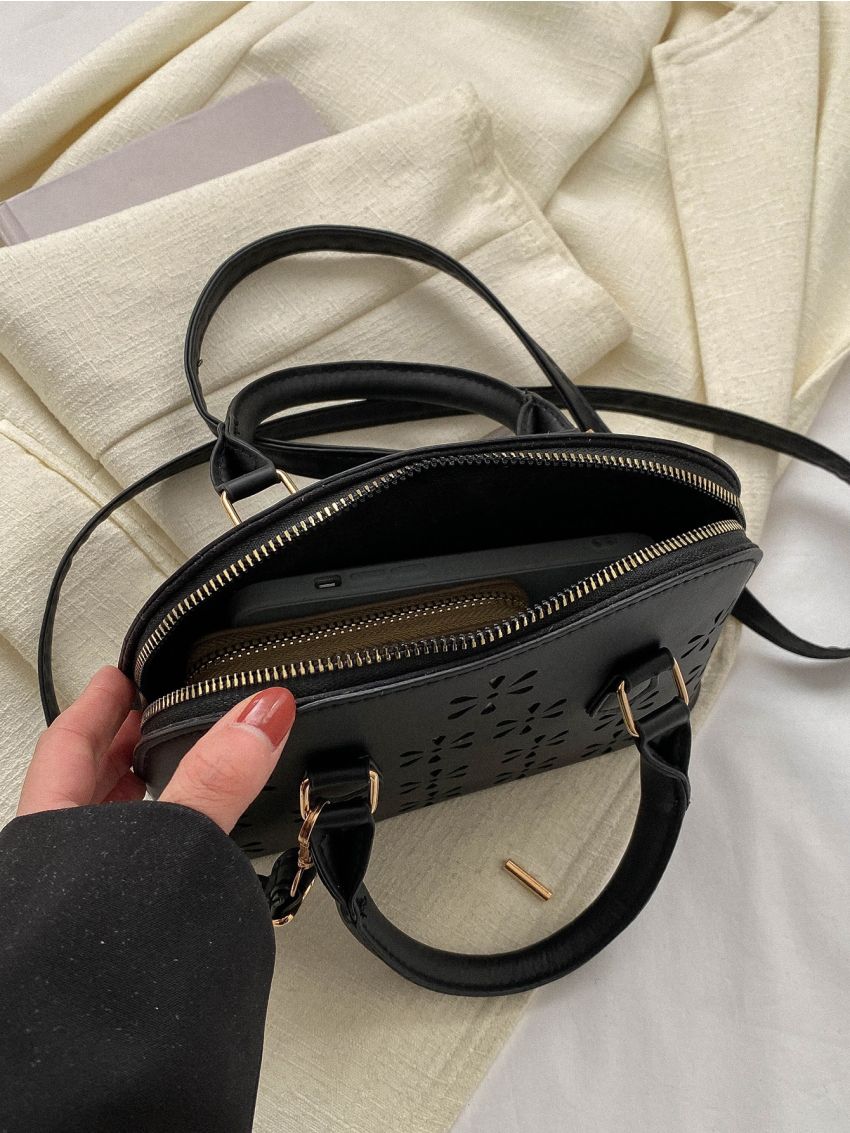 Hollow Out Design Dome Bag Small Double Handle For Daily