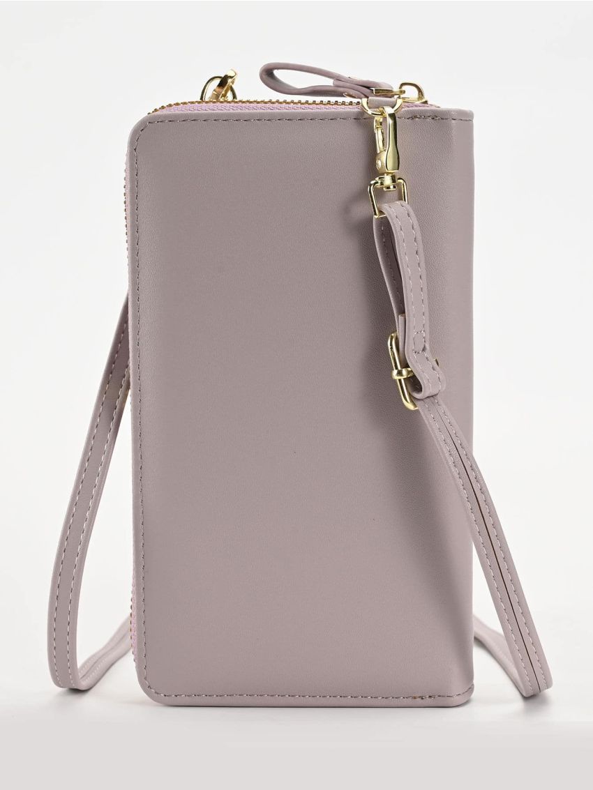 Minimalist Phone Wallet Metal Decor Purple