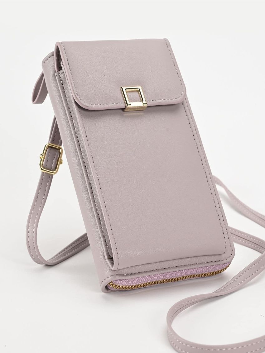 Minimalist Phone Wallet Metal Decor Purple