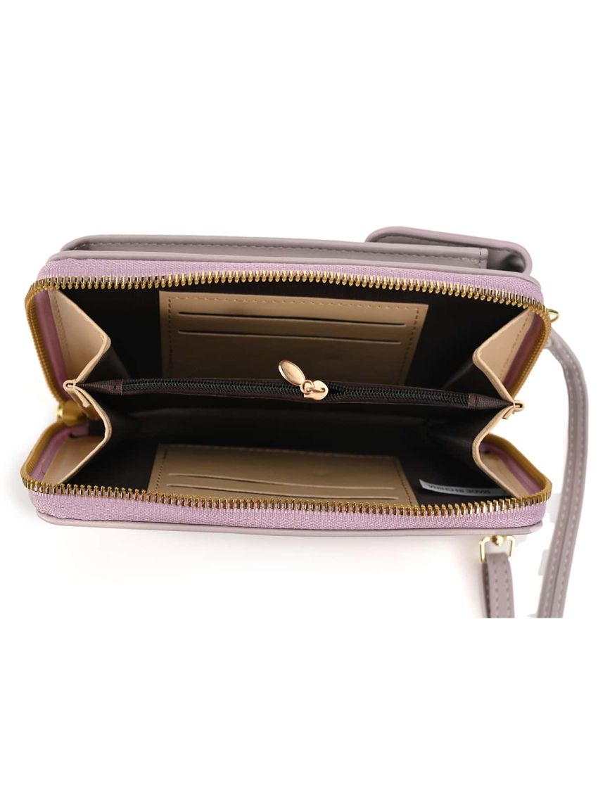 Minimalist Phone Wallet Metal Decor Purple