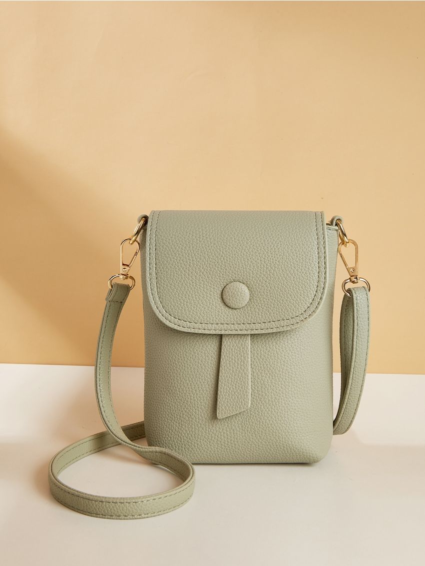 Snap Button Phone Wallet Minimalist Green