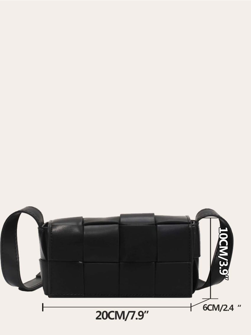 Braided Detail Square Bag Minimalist Flap For Daily Work