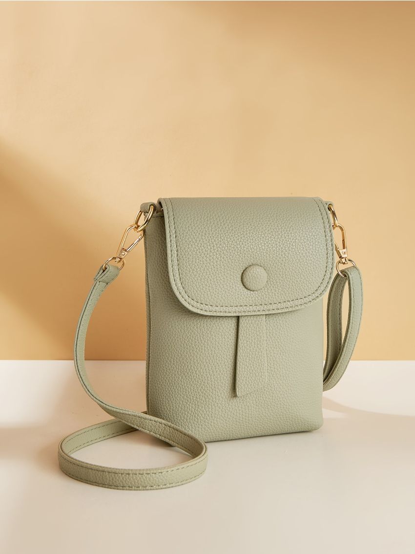 Snap Button Phone Wallet Minimalist Green