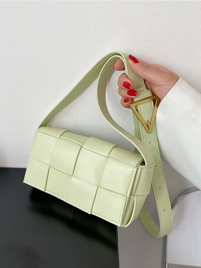 Braided Detail Square Bag Minimalist Flap For Daily Work