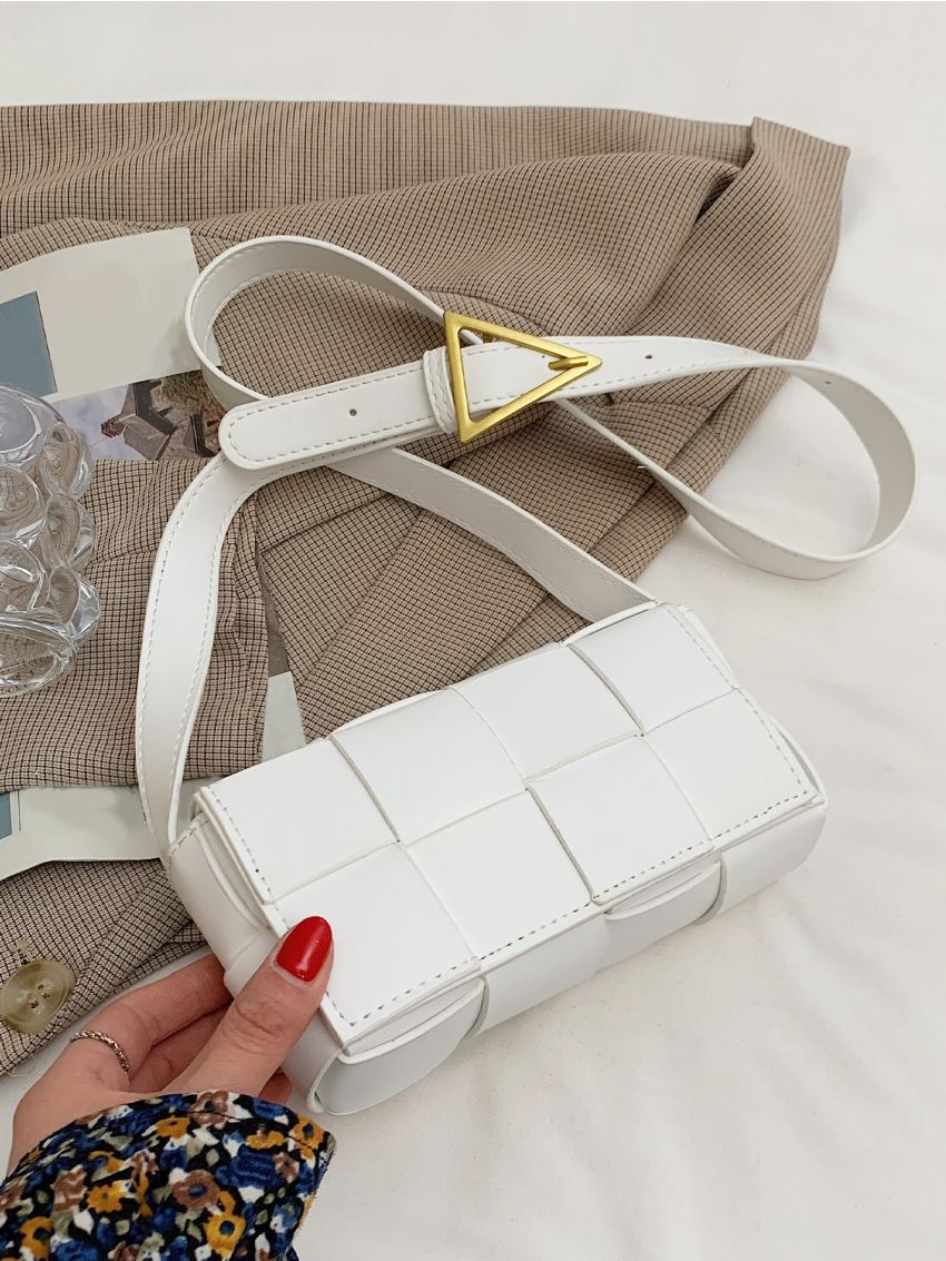 Braided Detail Square Bag Minimalist Flap For Daily Work