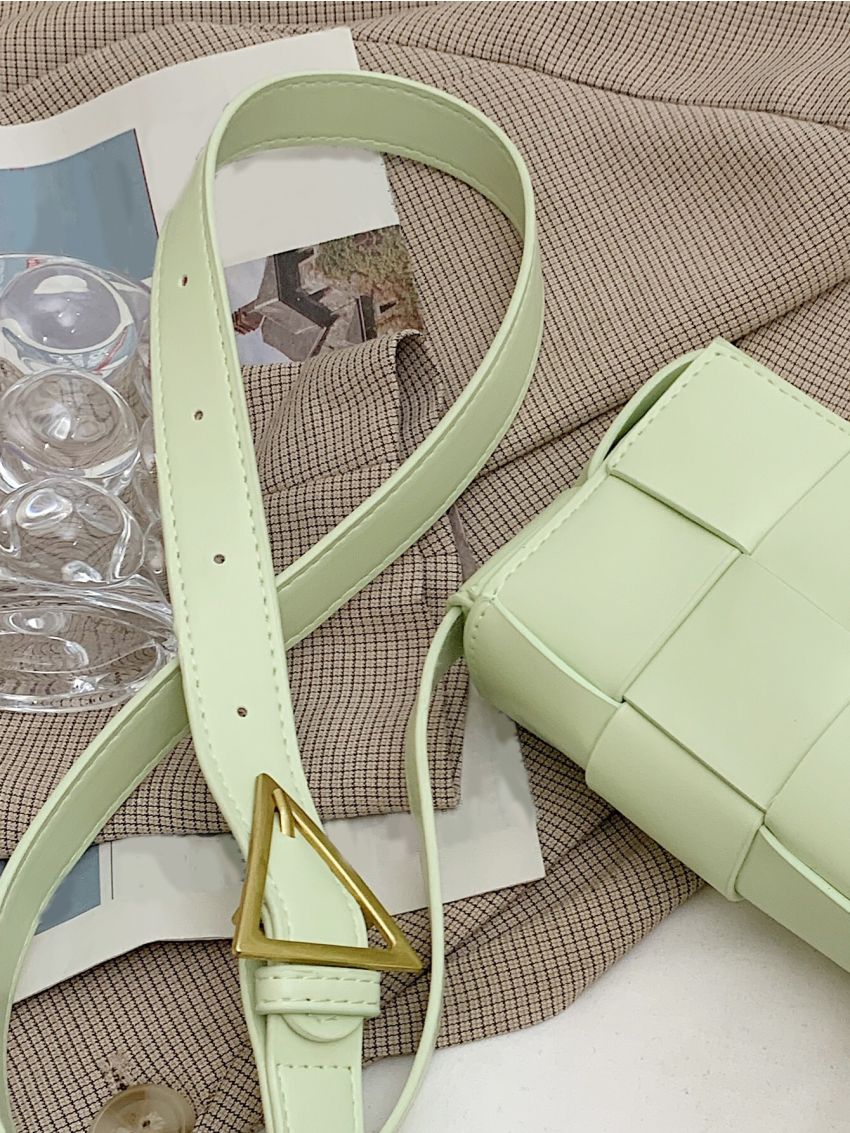 Braided Detail Square Bag Minimalist Flap For Daily Work