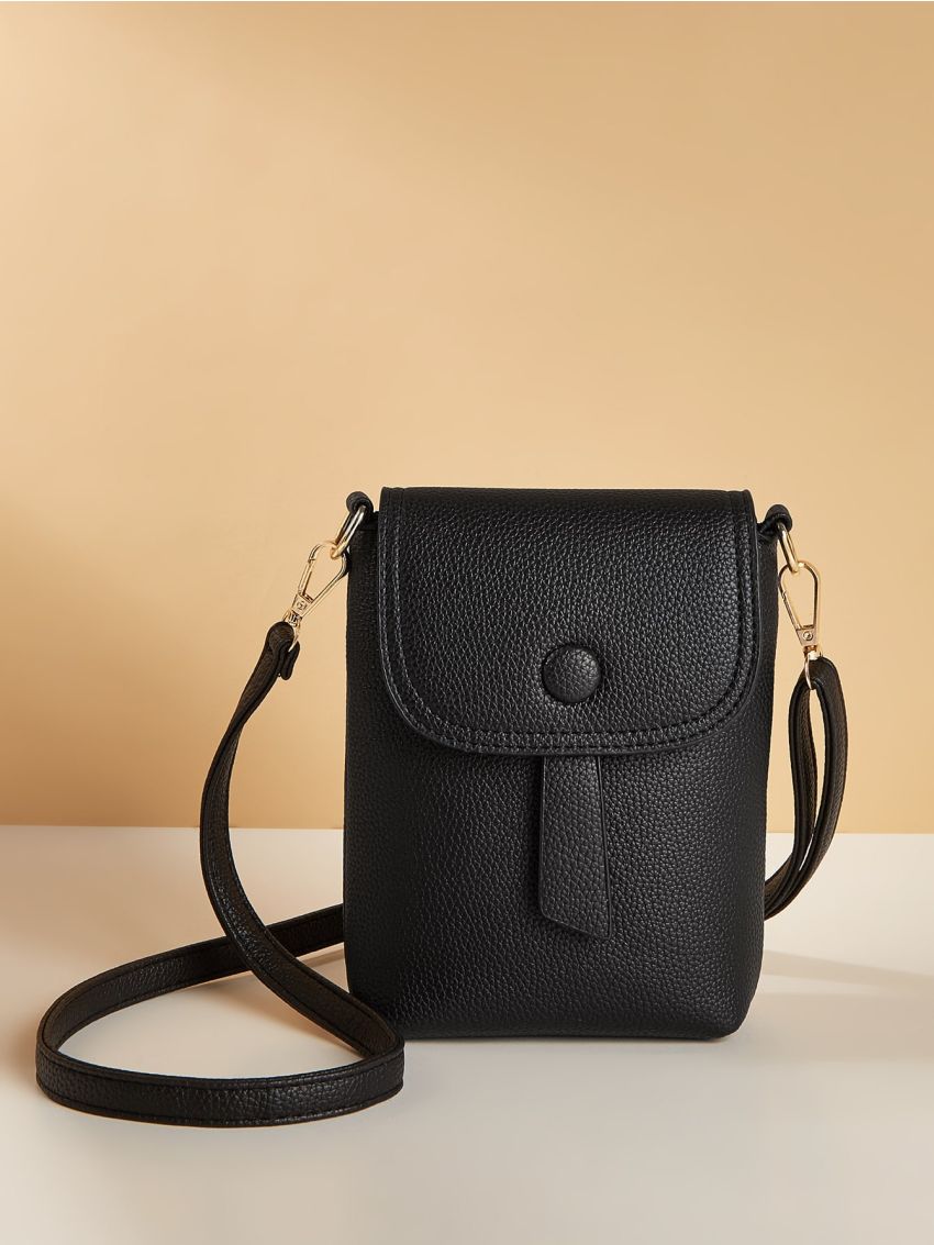 Litchi Embossed Flap Phone Bag Elegant Style