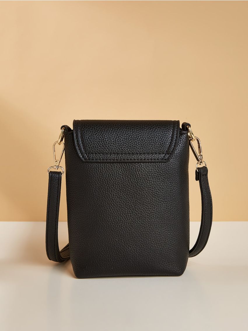 Litchi Embossed Flap Phone Bag Elegant Style