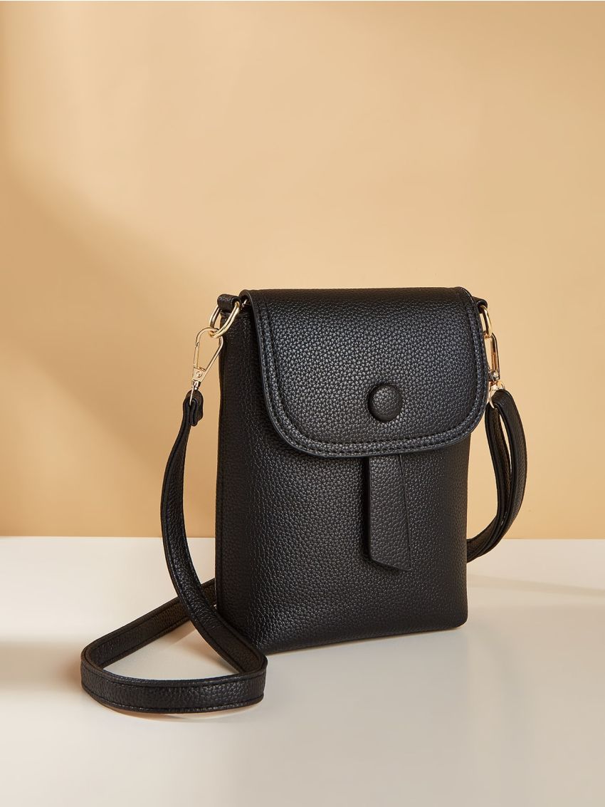 Litchi Embossed Flap Phone Bag Elegant Style