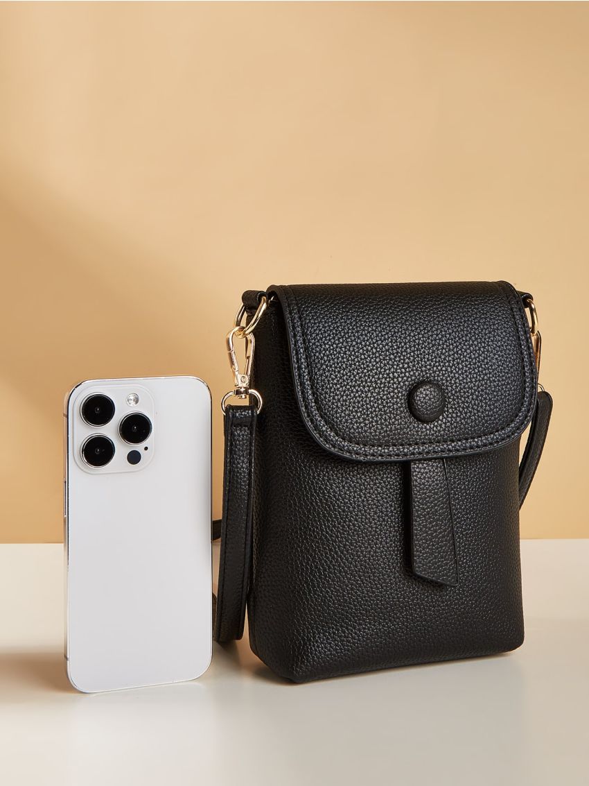 Litchi Embossed Flap Phone Bag Elegant Style