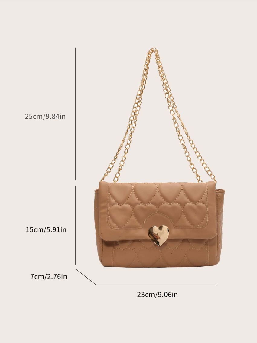 Heart Quilted Square Bag Flap Small For Daily Work